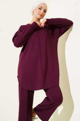 Çıma Detaylı Loyşa İkili Takım Mürdüm - İkili Takım