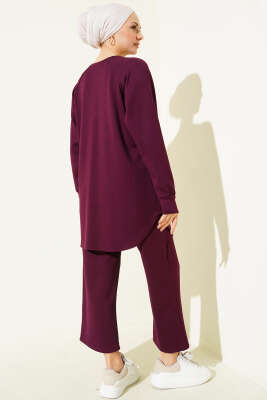 Çıma Detaylı Loyşa İkili Takım Mürdüm - İkili Takım