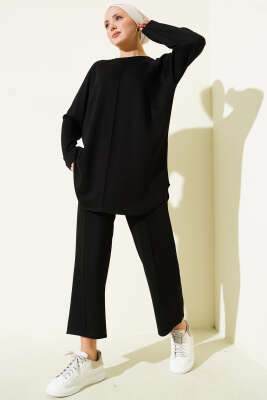 Çıma Detaylı Loyşa İkili Takım Siyah - TEGOE