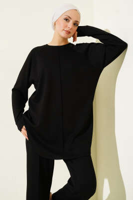 Çıma Detaylı Loyşa İkili Takım Siyah - İkili Takım