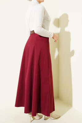 Çıma Şeritli Kemerli Etek Bordo - 700-100 TL Ürünler