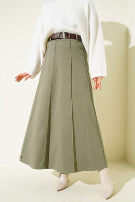 Çıma Şeritli Kemerli Etek Çağla Yeşili - ALİ AKKAYA