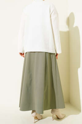 Çıma Şeritli Kemerli Etek Çağla Yeşili - Etek