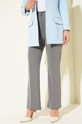 Çımalı Bel Düğmeli Pantolon Füme - Yılın Fırsatı