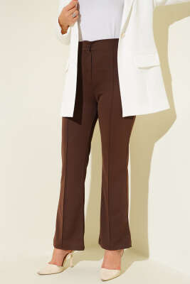 Çımalı Bel Düğmeli Pantolon Kahve - Yılın Fırsatı