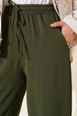 Çımalı Belinden Bağlamalı Pantolon Haki - 100-300 TL Ürünler