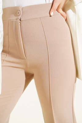 Çımalı Boru Paça Pantolon Bej - Pantolon