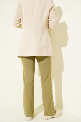 Çımalı Boru Paça Pantolon Çağla Yeşili - Pantolon