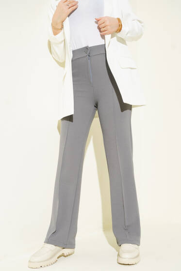 Çımalı Boru Paça Pantolon Füme - Pantolon