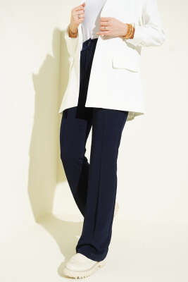 Çımalı Boru Paça Pantolon Lacivert - CALİENTE