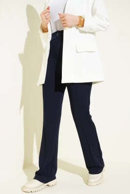 Çımalı Boru Paça Pantolon Lacivert - Pantolon