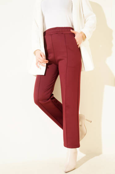 Çımalı Boru Paça Scuba Pantolon Bordo - 300-500 TL Ürünler