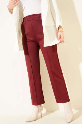 Çımalı Boru Paça Scuba Pantolon Bordo - Yılın Fırsatı