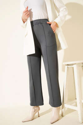 Çımalı Boru Paça Scuba Pantolon Füme - Yılın Fırsatı