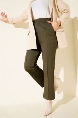 Çımalı Boru Paça Scuba Pantolon Haki - Pantolon