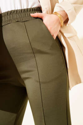 Çımalı Boru Paça Scuba Pantolon Haki - Pantolon