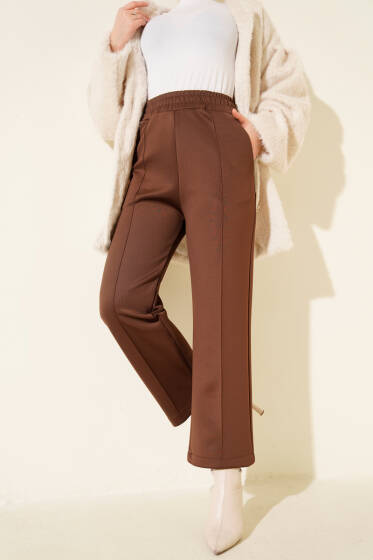 Çımalı Boru Paça Scuba Pantolon Kahve - 300-500 TL Ürünler