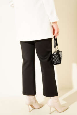 Çımalı Boru Paça Scuba Pantolon Siyah - Pantolon