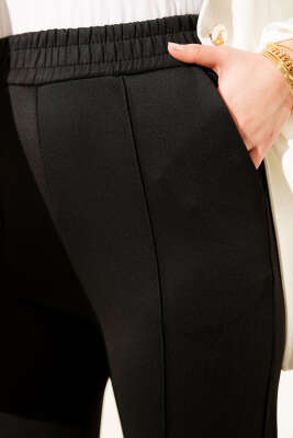 Çımalı Boru Paça Scuba Pantolon Siyah - Pantolon