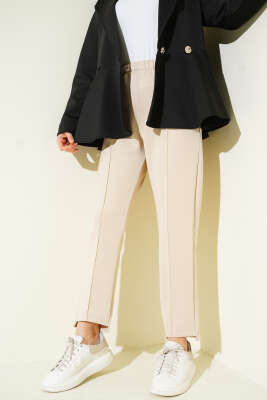 Çımalı Dar Paça Scuba Pantolon Bej - Yılın Fırsatı