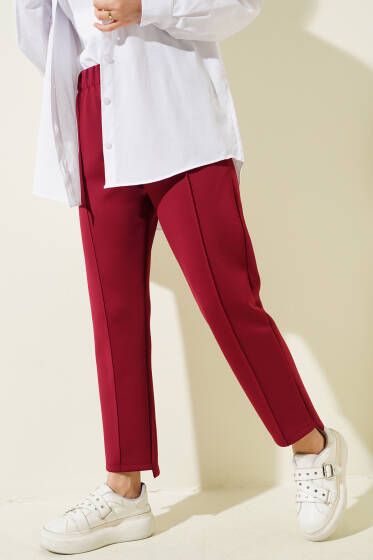 Çımalı Dar Paça Scuba Pantolon Bordo - 300-500 TL Ürünler