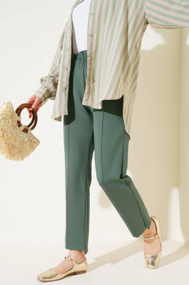 Çımalı Dar Paça Scuba Pantolon Haki - Pantolon