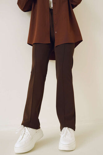 Çımalı Düğmeli Pantolon Kahve - Pantolon