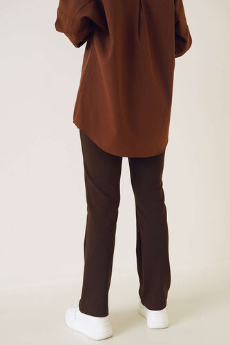 Çımalı Düğmeli Pantolon Kahve - Pantolon