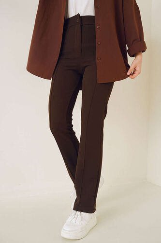 Çımalı Düğmeli Pantolon Kahve 