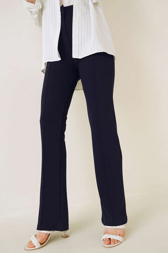 Çımalı Düğmeli Pantolon Lacivert - Pantolon