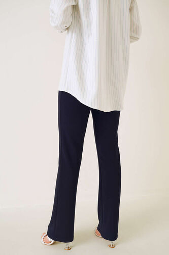 Çımalı Düğmeli Pantolon Lacivert - Pantolon