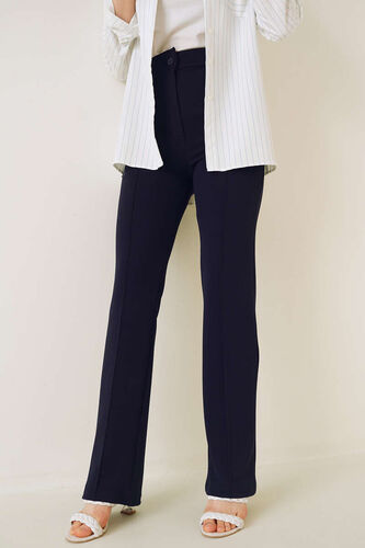 Çımalı Düğmeli Pantolon Siyah - Pantolon