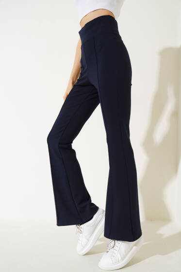 	 Çımalı İspanyol Paça Pantolon Lacivert - Kadın Giyim Modelleri