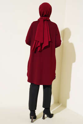 Çimalı Kolye Detay Tunik Bordo - Tunik