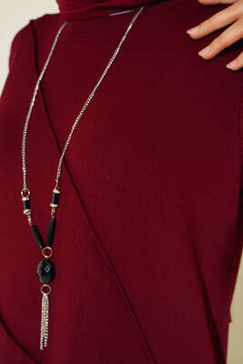 Çimalı Kolye Detay Tunik Bordo - Tunik