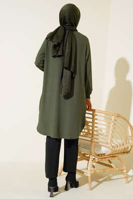 Çimalı Kolye Detay Tunik Haki - Tunik