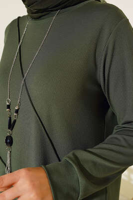 Çimalı Kolye Detay Tunik Haki - Tunik