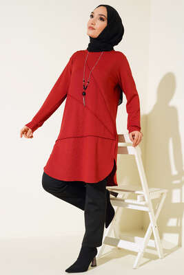 Çimalı Kolye Detay Tunik Kiremit 