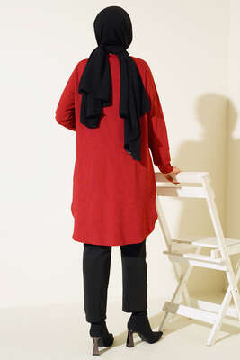 Çimalı Kolye Detay Tunik Kiremit - Tunik