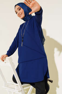 Çimalı Kolye Detay Tunik Lacivert 