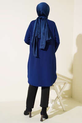 Çimalı Kolye Detay Tunik Lacivert - Tunik