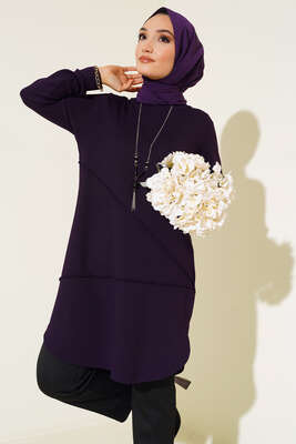 Çimalı Kolye Detay Tunik Mürdüm 