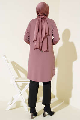 Çimalı Kolye Detay Tunik Pudra - Tunik