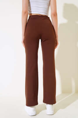 Çımalı Krep Pantolon Kahve - Kadın Giyim Modelleri