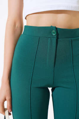 Çımalı Krep Pantolon Zümrüt - Kadın Giyim Modelleri