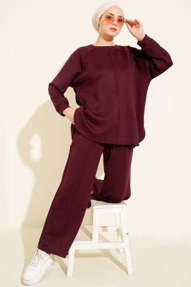 Çımalı Oval Loyşa İkili Takım Mürdüm - İkili Takım