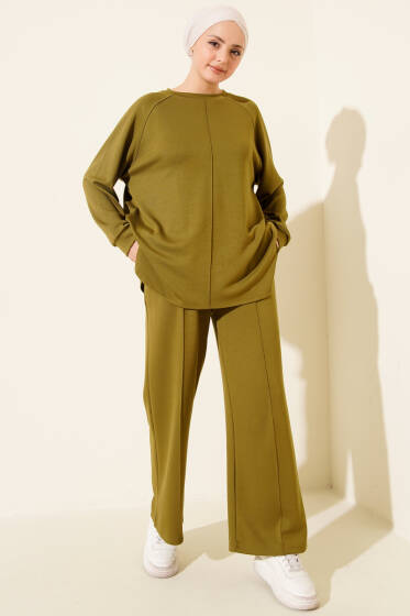 Çımalı Oval Loyşa İkili Takım Yağ Yeşili - İkili Takım