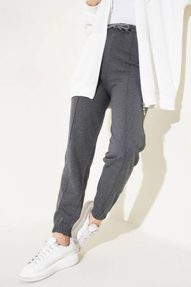 Çımalı Paça Lastikli Jogger Pantolon Füme - Pantolon