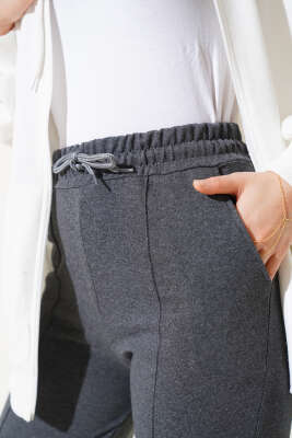 Çımalı Paça Lastikli Jogger Pantolon Füme - Pantolon