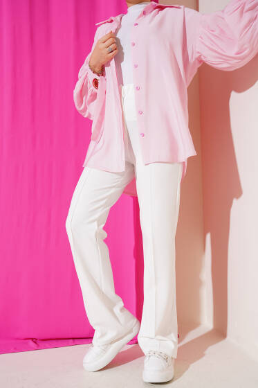 Çımalı Palazzo Pantolon Beyaz - Pantolon